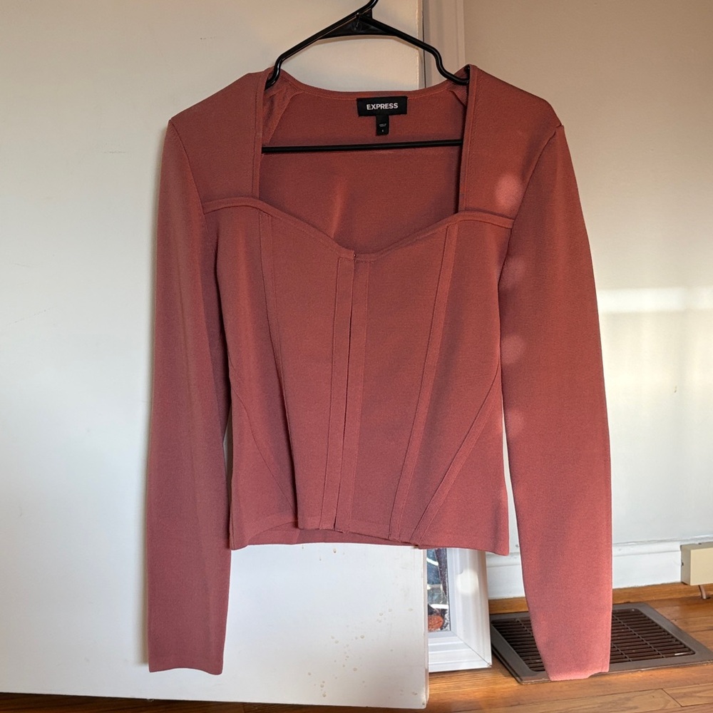 Express Women's Mauve Long Sleeve corset Blouse